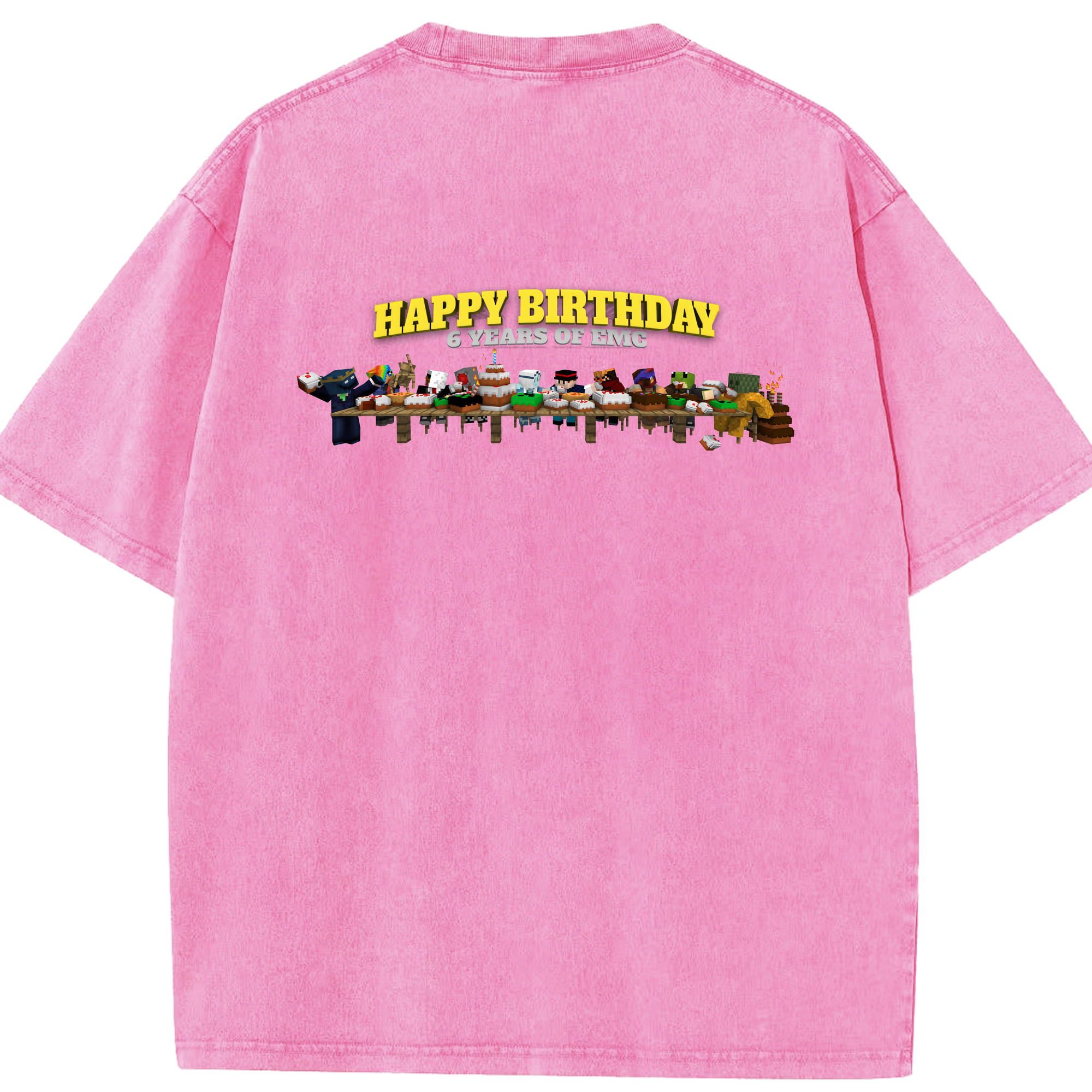 （画像用） マインクラフト ブロックの世界 Minecraft MC Block world 綿100% ヴィンテージ風 半袖Tシャツ（背面プリント）